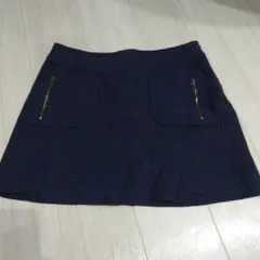 【最終値下げ】ZARA　ネイビー ミニスカート ファスナー付きポケット