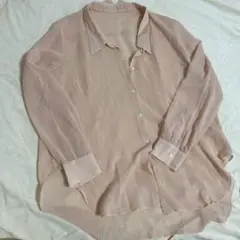コムサイズム　サーモンピンク　シアーシャツ