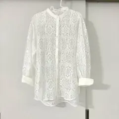 レイカズン Ray Cassin レース バンドカラー シャツ フリーサイズ
