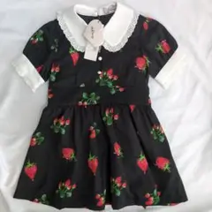 新品　Ank Rouge いちご　ワンピース　フリル　リボン　黒　110