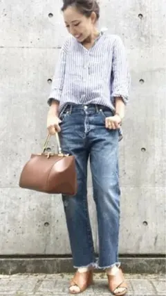 新品 Deuxieme Classe LINEN ウォッシュシャツ ストライプ