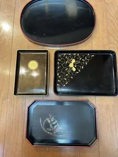 お盆 角盆 菓子盆 蒔絵 松 塗り 漆芸 古道具 古民具 レトロ ビンテージ飾