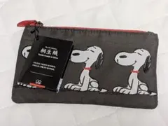 PEANUTS スヌーピー 桐生織 フラットポーチ グレー