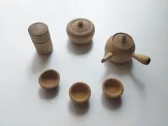 小さな木地の茶器、急須、茶碗等 郷土玩具 古道具 ミニチュア 古雑貨 木彫 木製