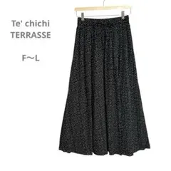 テチチ　良品　ロングフレアスカート　ドット柄　とろみ　ウエストゴム　着回し