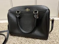 COACH ブラック レザー調　 ハンドバッグ　ショルダーバッグ