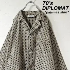 古着 70's ディプロマット オンブレ オープンカラー シャツ パジャマシャツ