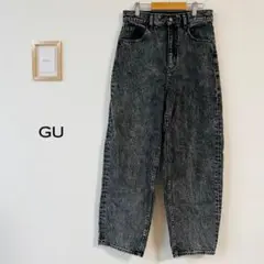 【美品】【大人気】GU コクーンシルエットジーンズ ブラック M ウォッシュ加工