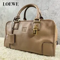 極美品✨ロエベ アマソナ28 ハンドバッグ アナグラム シボ革 ブラウンベージュ
