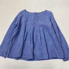 美品 Samansa Mos2 リネン タック 後ろボタン 長袖ブラウス 麻