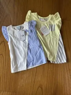 フリル袖ストライプTシャツ2枚セット