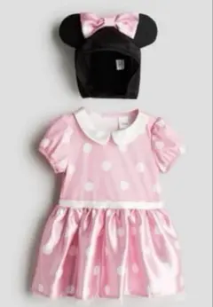 ミニーちゃんワンピース　仮装Disney 衣装帽子付き　100/105
