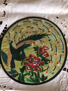 クジャク刺繍コースター
