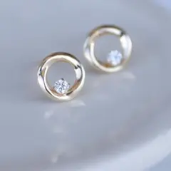 【k10】 サークルピアス　キュービックジルコニア