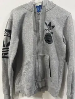 adidas グレー フード付きパーカー UK S / US M