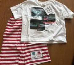電車　はやぶさ、こまち　パジャマ　半袖Tシャツ、ズボン　赤色　サイズ:95