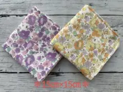 ダブルガーゼ＊ハンカチ＊ハンドメイド　花ｃ　2校セット
