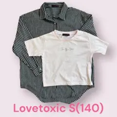 美品✨ラブトキシック❣️ストライプシャツ×ロゴTセット　S(140)サイズ