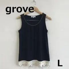 値下　C0717A10【grove】すそレース編みタンクトップ