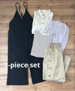 5点セット　まとめ売り レディース服　コーデ売り サロペット　シャツ　スカート