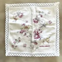 LAURA ASHLEY 花柄レースタオルハンカチ