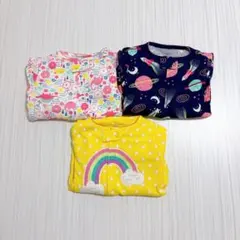 3枚組 パジャマ 足付き コットン ぴったりフィット ベビー 幼児 ガールズ