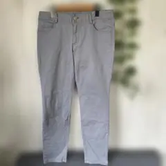 anyFAM 3グレー コットン混紡 スリムフィット カジュアルパンツ