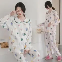 IX554 2点パジャマ マタニティー 授乳服 春夏ガーゼレース