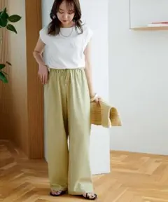 とろみイージーパンツ　ライムグリーン PSサイズ