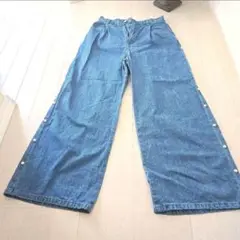 パールワイドデニムパンツ 　フリーサイズ