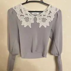 dazzlin レースカラーコンパクトニットトップス