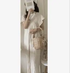 新品 ragout なっぴ nappi ワッシャー シャーリングサロペット L
