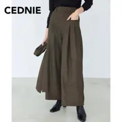CEDNIE ヘリンボーン ハイウエストタックパンツ