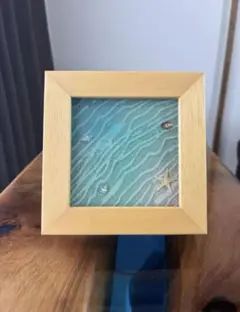 レジンアート海　オーシャンアート 砂紋　海の底13cmx13cm No.176