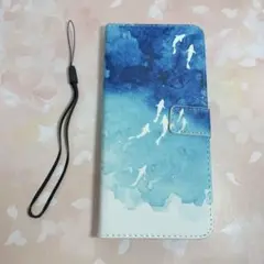 Galaxy A32 5G SCG08専用 手帳型 ケース 海 魚 ブルー