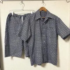 ハンドメイド　メンズシャツ　ハーフパンツ　セットアップ　浴衣地　Mサイズ