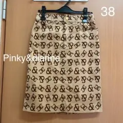Pinkyu0026Dianne ロゴ入り タイトスカート コーデュロイ 38