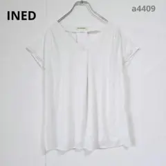 イネド　Tシャツ　半袖カットソー　きれいめ　オフィスカジュアル　おとなっぽ　M