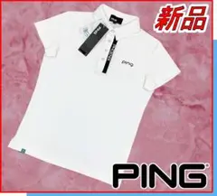 【新品】PINGピンゴルフシャツ涼しやソロテックスUV半袖ポロ白ホワイトS7号