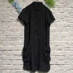 【超美品】mittente 薄手 シャツワンピース ブラック L