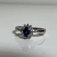 【値下げ】プラチナ850 サファイア× ダイヤモンド リング 指輪