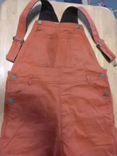 【中古】グリーンテックウォーミーデニムオーバーオール（ダークオレンジ）L②