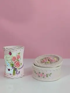 ファームハウス　ペン立て＆小物入れ　薔薇雑貨　ローズ雑貨　薔薇インテリア　ローズ