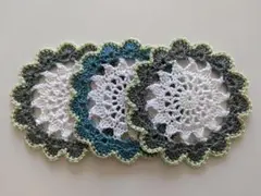No.1213　ハンドメイド　コットン　ドイリー　3枚セット