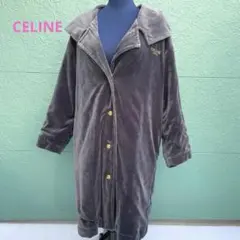 CELINE セリーヌ ベロア調 フード付き コート ガウン Lサイズ