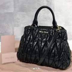 【極美品✨】ミュウミュウ マテラッセ 2WAY ハンドバッグ ブラック