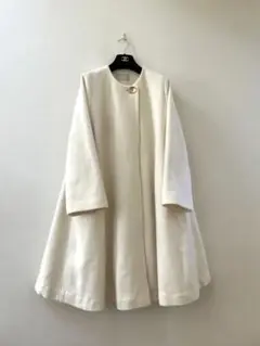 CELFORD 定価37400円 ノーカラーAラインコート カシミヤ混