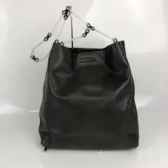 PRADA プラダ ロゴプレート レザー ショルダーバッグ ブラック