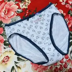 ★クマさん★リボン付きショーツ★パンツ下着★白ネイビー★大きいサイズLL★熊