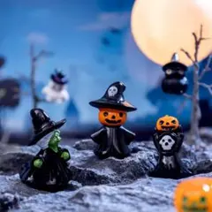 ハロウィン　フィギュア　カボチャ　魔女　フクロウ　がいこつ